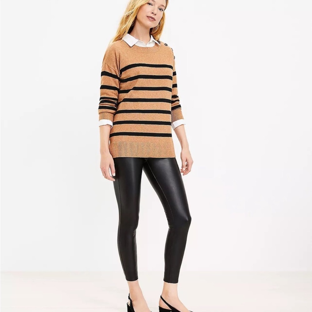 LOFT Faux Leather Leggings Black L